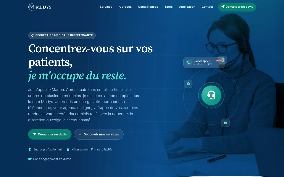 Aperçu du site Medys